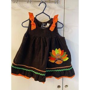Rare Edition Brown Orange Turkey 12m dress Thanksgiving
